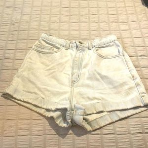 American Apparel high waisted shorts in light wash